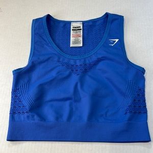 NWOT Gymshark blue pull-over sports bra with cut-outs size small